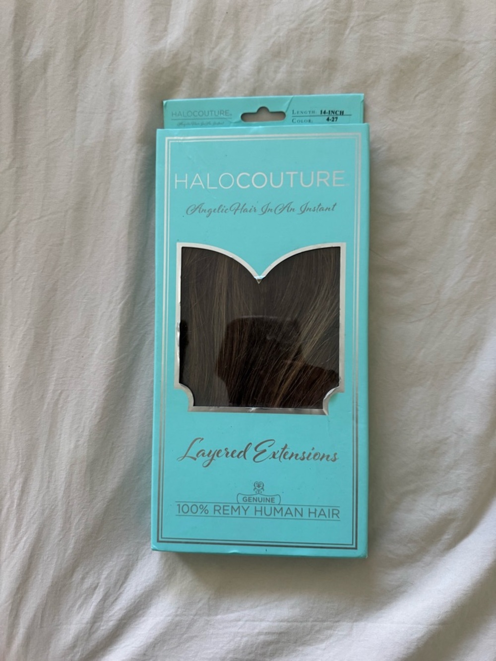 HaloCouture Layered Hair Extensions - Medium Auburn Brown w Highlights (14-inch)